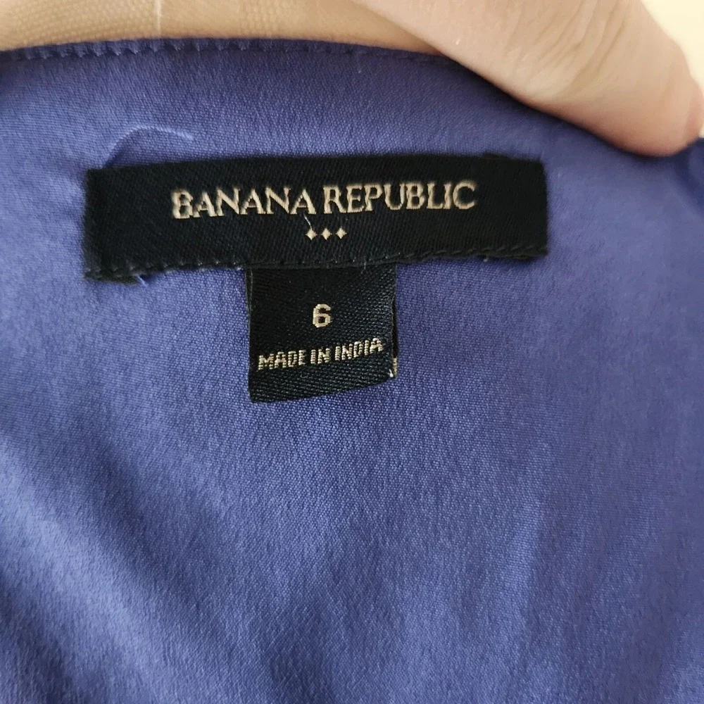 Banana Republic Purple Blue 3/4 Sleeve Beaded‎ Dress Women's Size 6